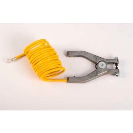 JUSTRITE JustriteÂ 10' Coil Insulated Antistatic Wire Hand Clamp W/ 1/4" Terminal 8497
